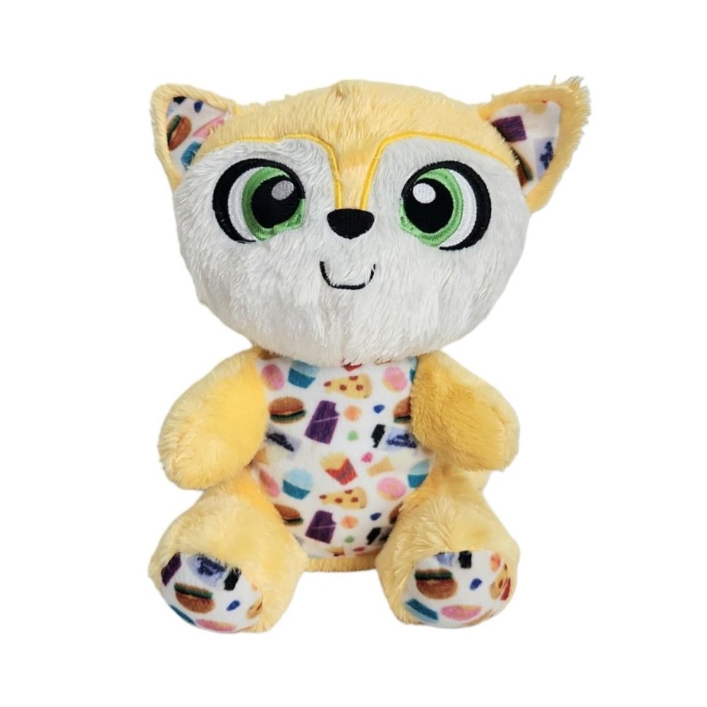ABA Global Junk Food Animals 11" Yellow Cat Plush Stuffed Animal Green Sewn Eyes